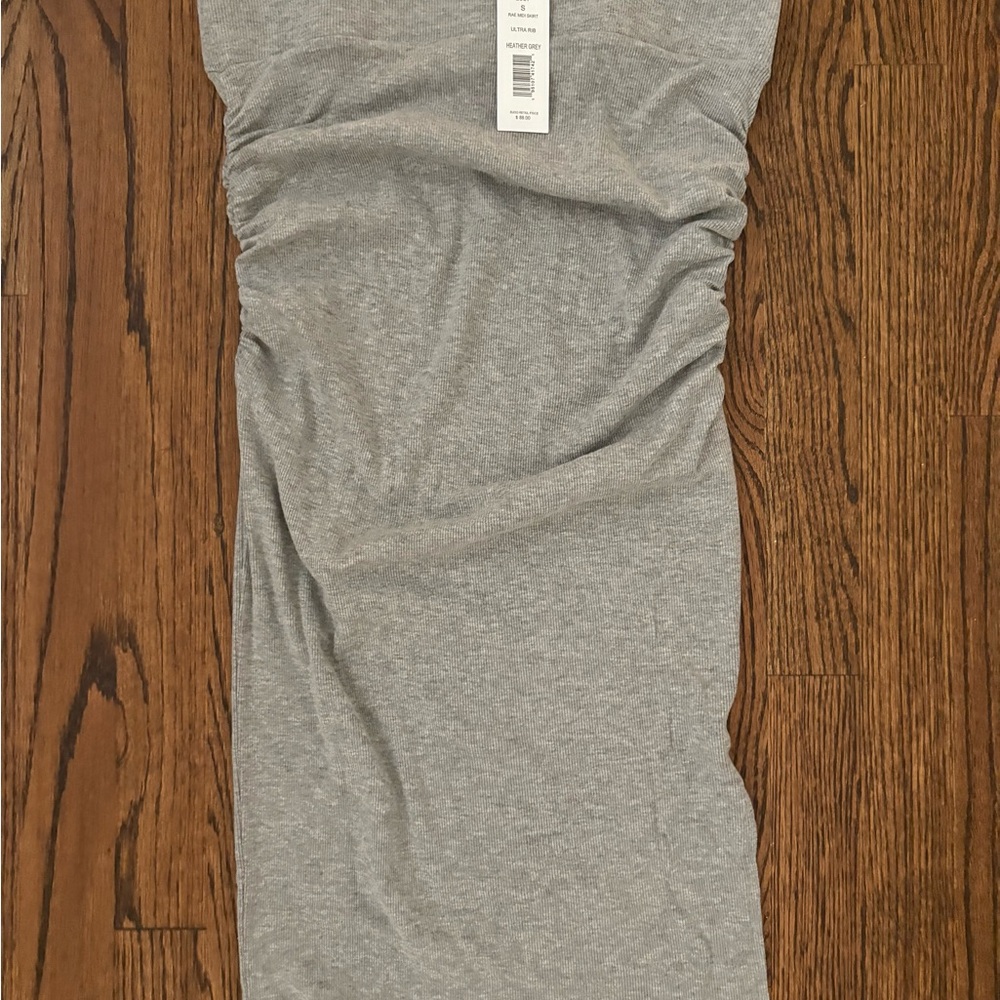 Michael Stars NWT small Rae heather grey ribbed skirt with slit